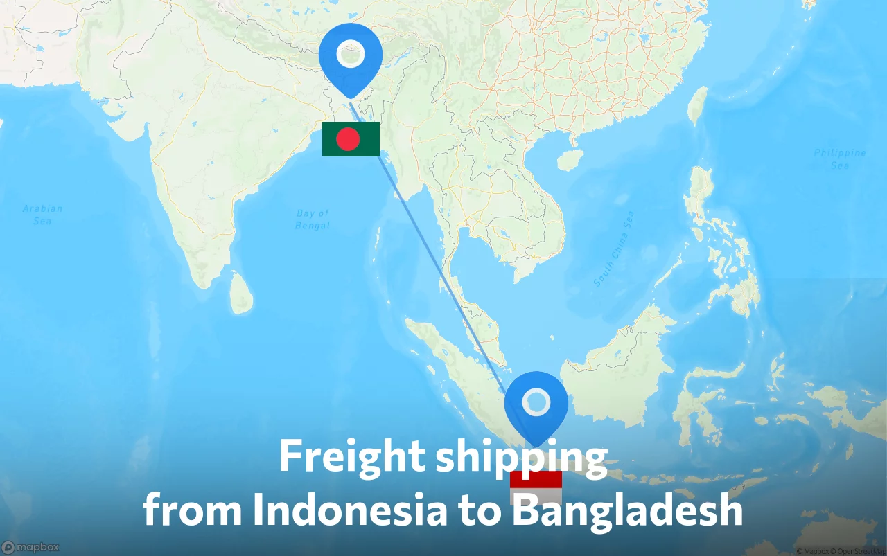 Shipping route from Indonesia to Bangladesh