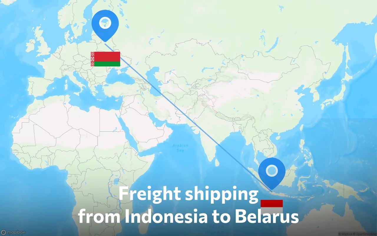 Shipping route from Indonesia to Belarus