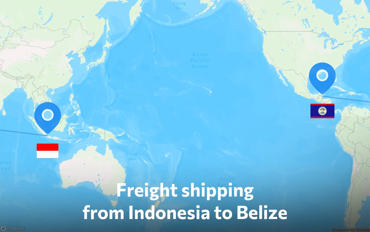 Shipping route from Indonesia to Belize