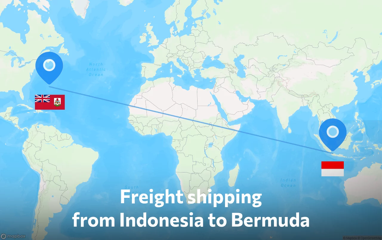 Shipping route from Indonesia to Bermuda