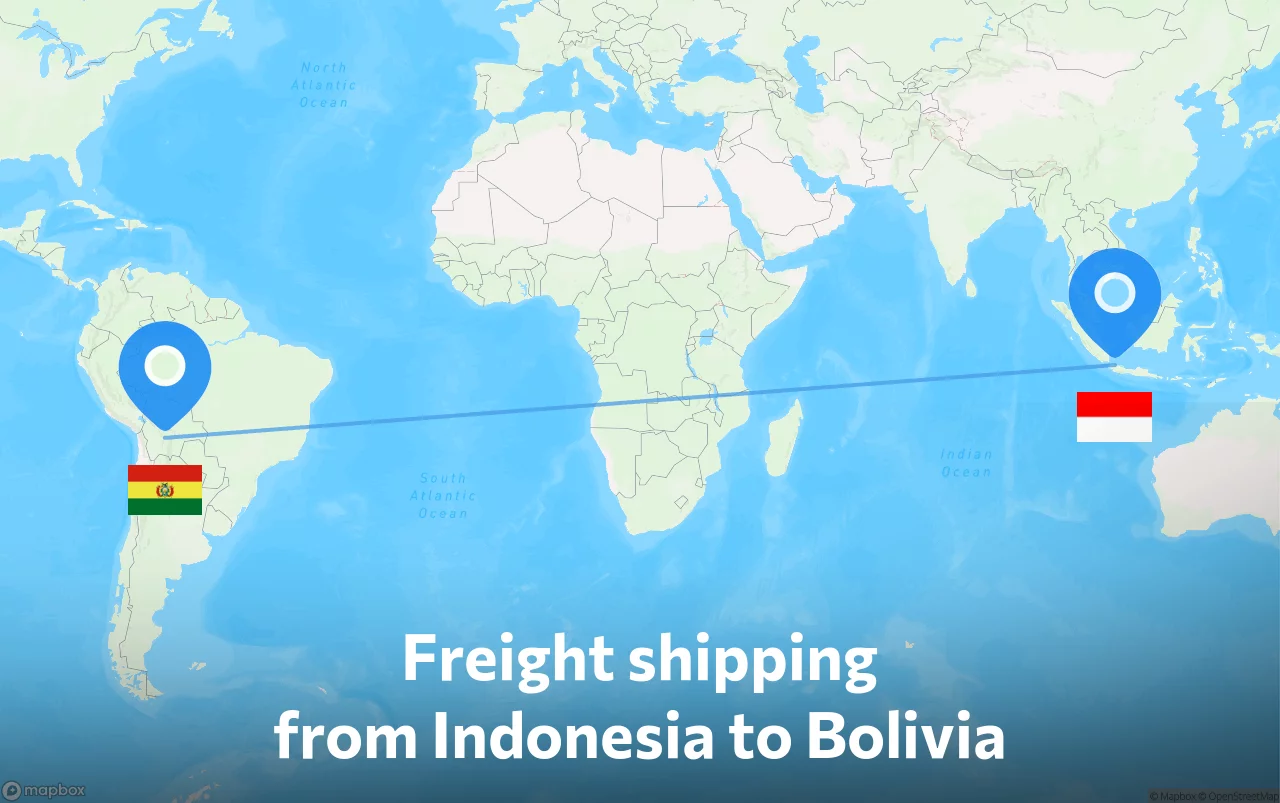 Shipping route from Indonesia to Bolivia