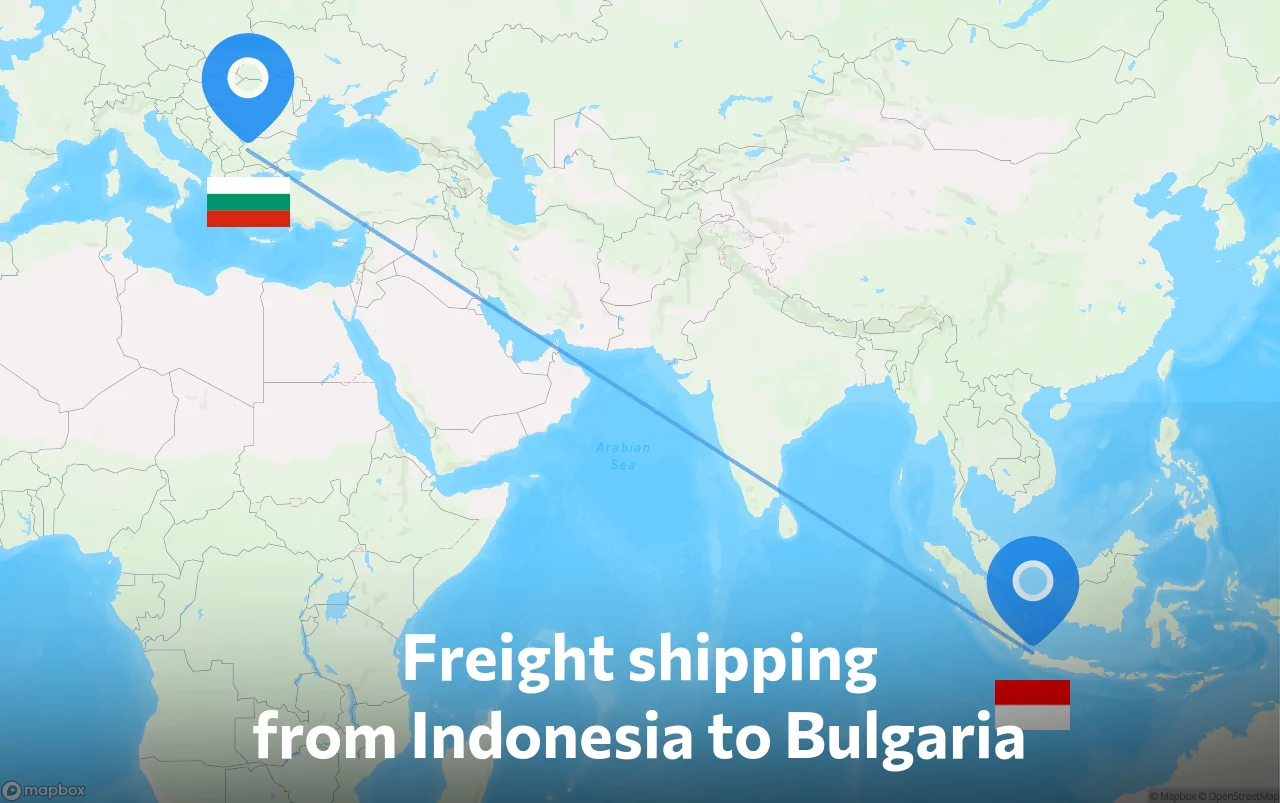 Shipping route from Indonesia to Bulgaria