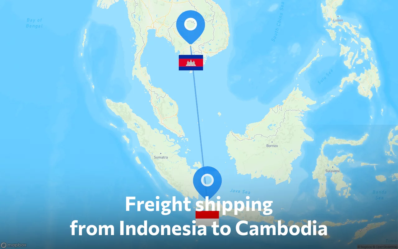 Shipping route from Indonesia to Cambodia