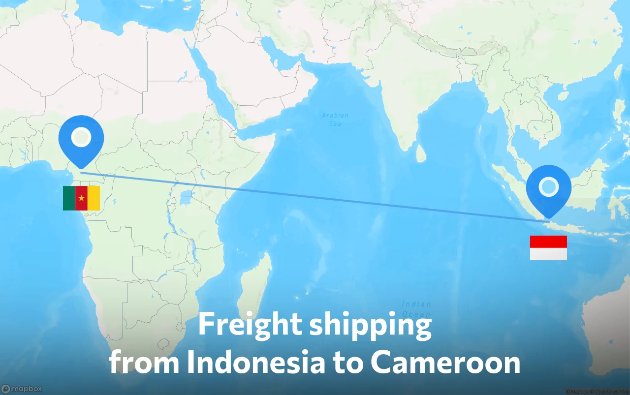 Shipping route from Indonesia to Cameroon