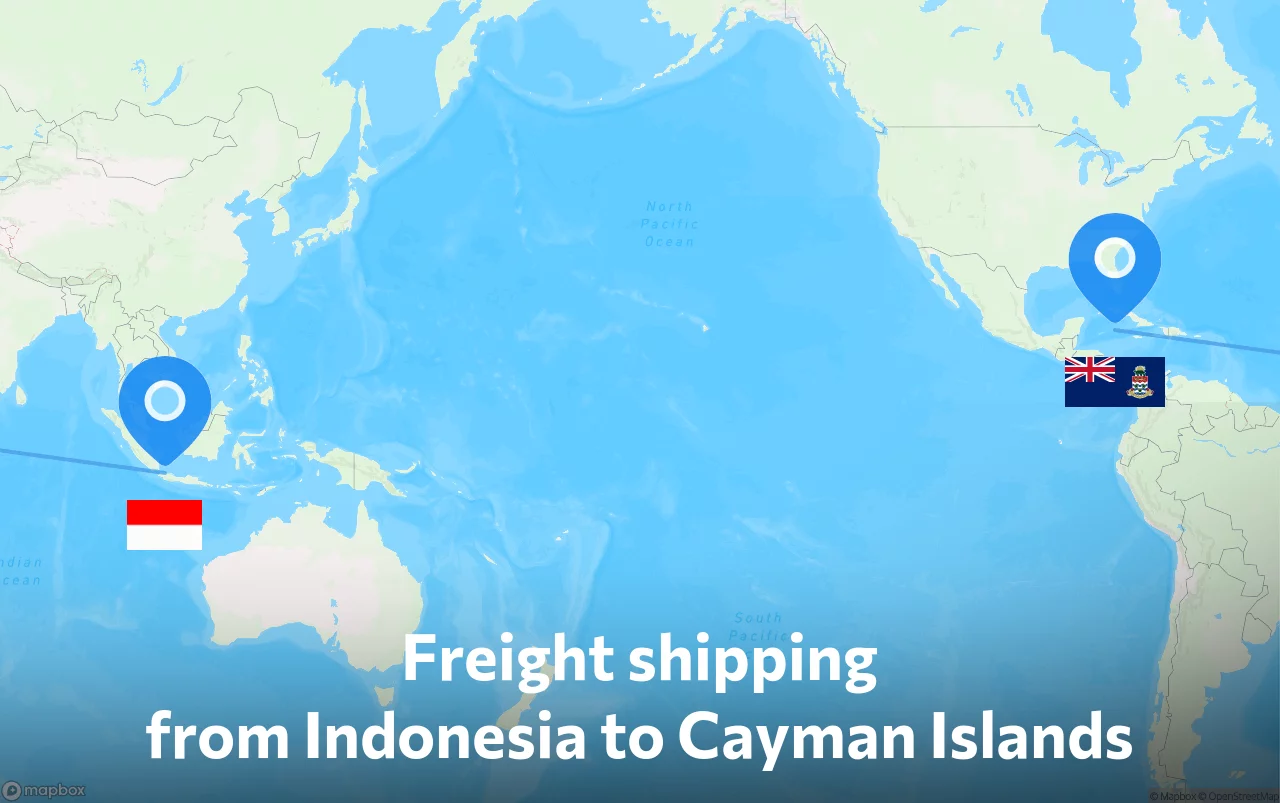 Shipping route from Indonesia to Cayman Islands