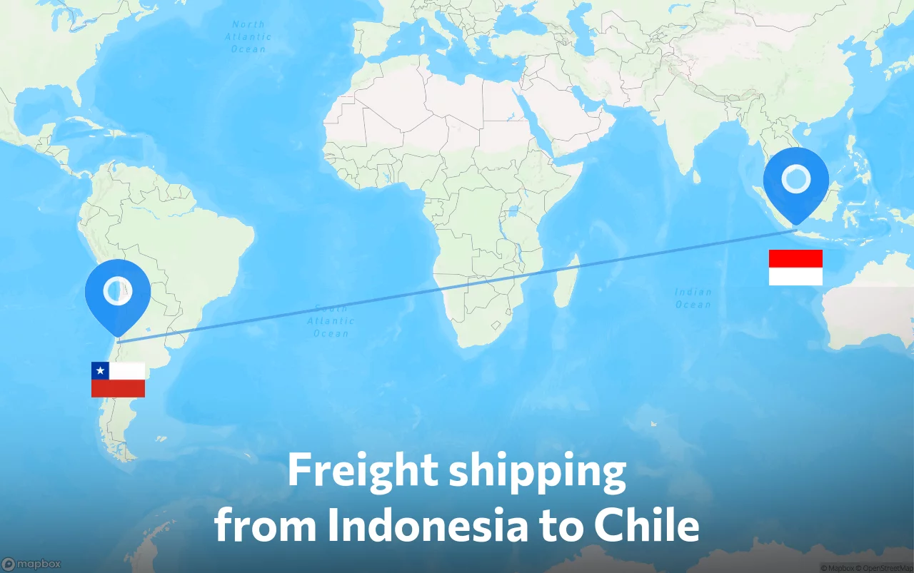 Shipping route from Indonesia to Chile