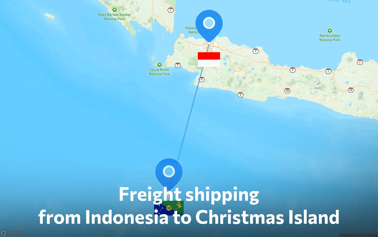 Shipping route from Indonesia to Christmas Island