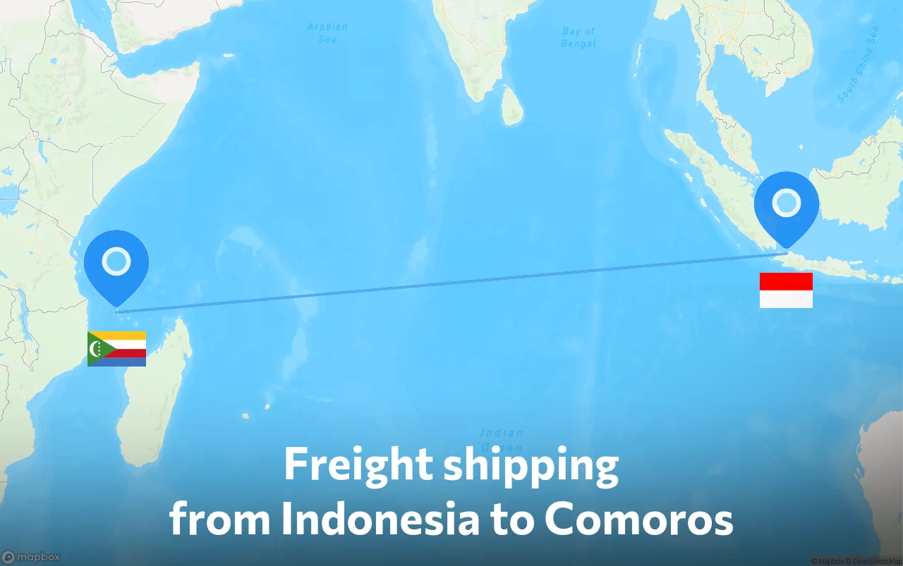 Shipping route from Indonesia to Comoros
