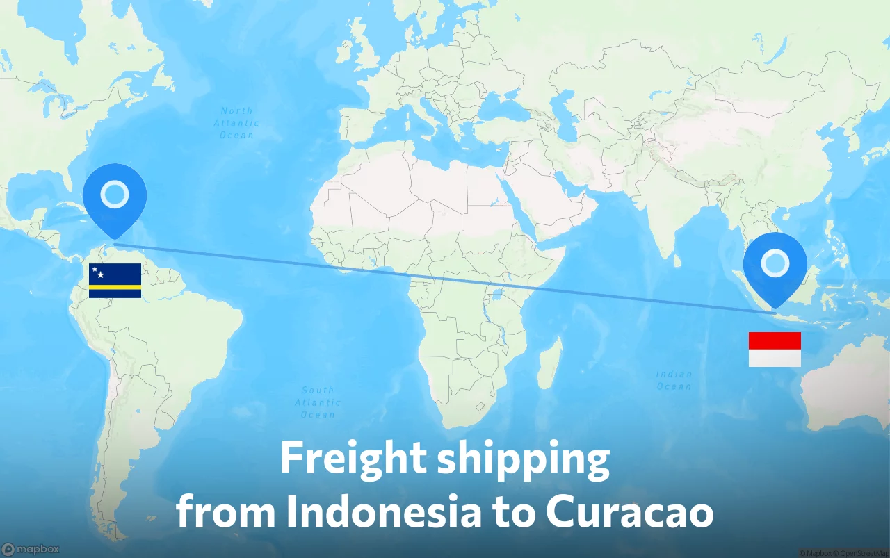 Shipping route from Indonesia to Curacao