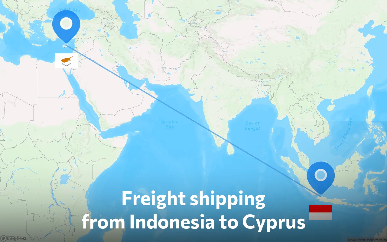 Shipping route from Indonesia to Cyprus