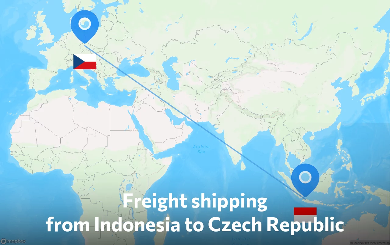Shipping route from Indonesia to Czech Republic