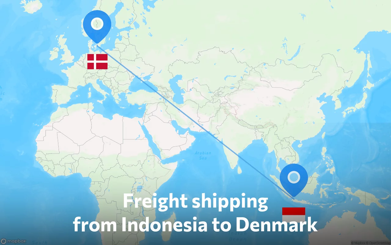 Shipping route from Indonesia to Denmark