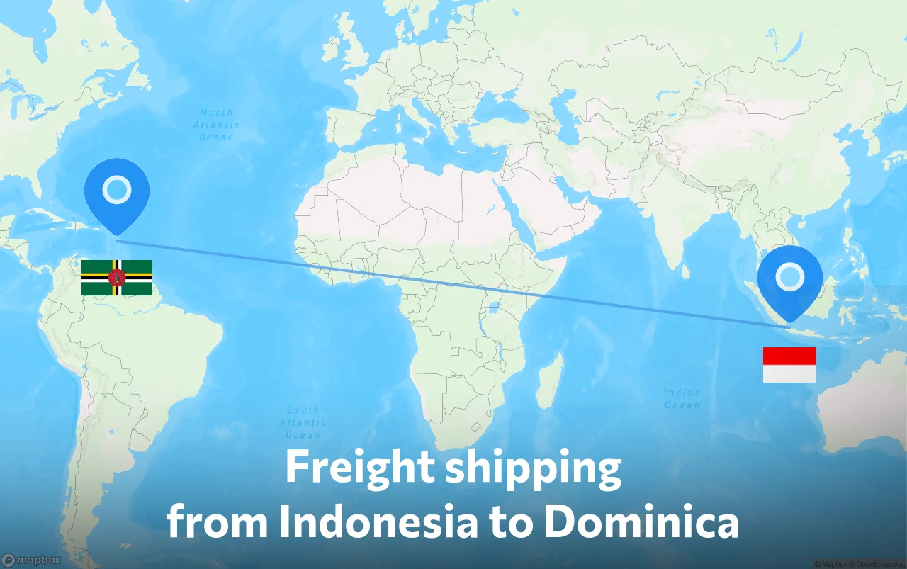 Shipping route from Indonesia to Dominica
