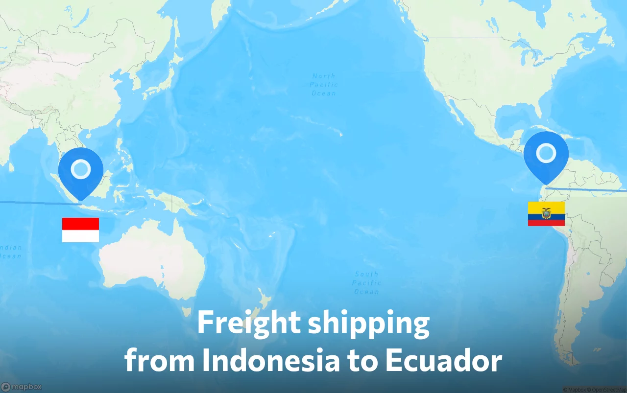 Shipping route from Indonesia to Ecuador