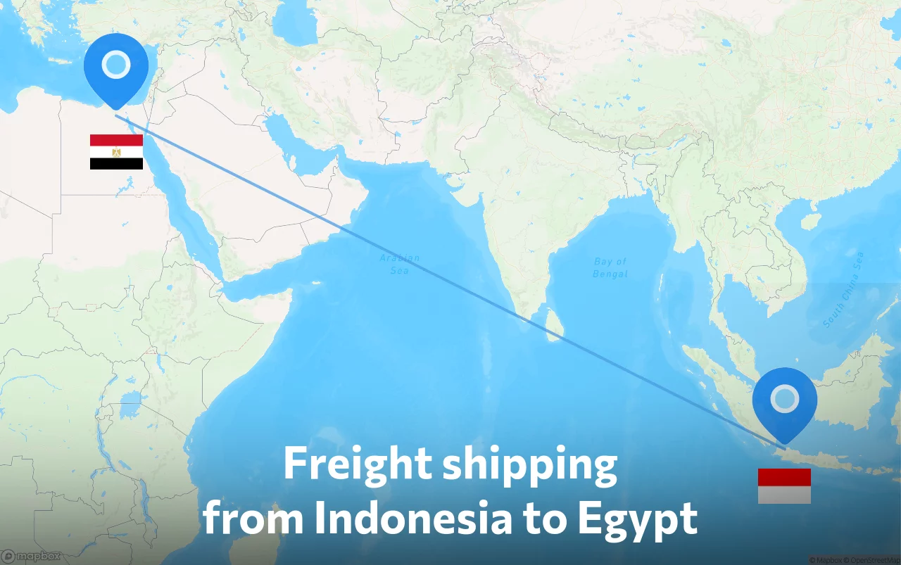 Shipping route from Indonesia to Egypt