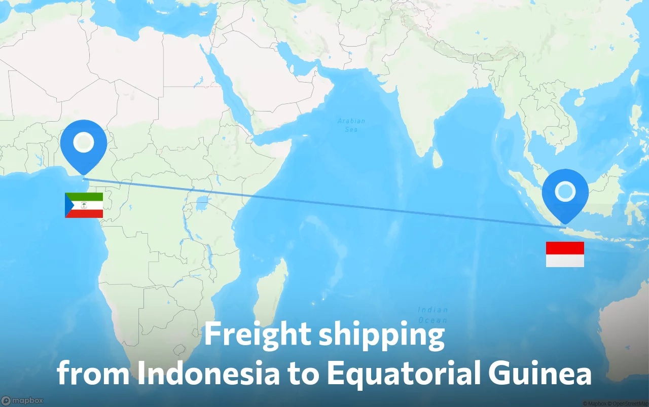 Shipping route from Indonesia to Equatorial Guinea