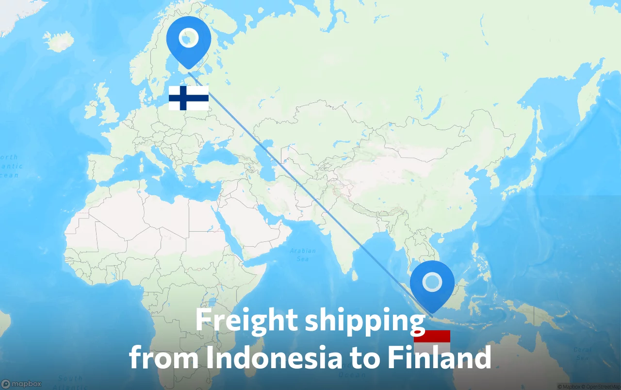 Shipping route from Indonesia to Finland