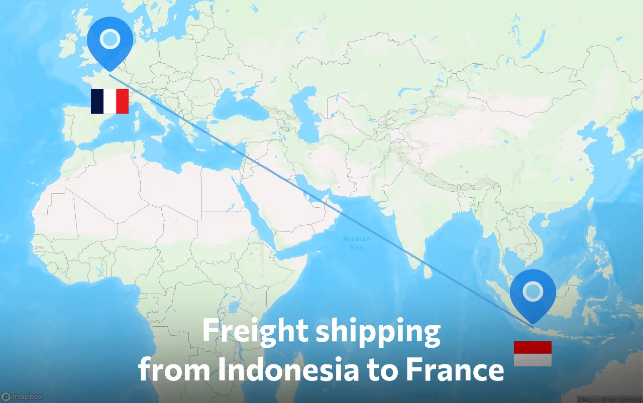 Shipping route from Indonesia to France