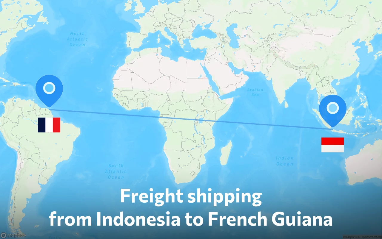 Shipping route from Indonesia to French Guiana