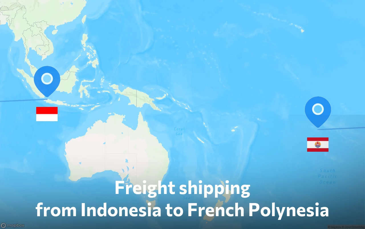 Shipping route from Indonesia to French Polynesia