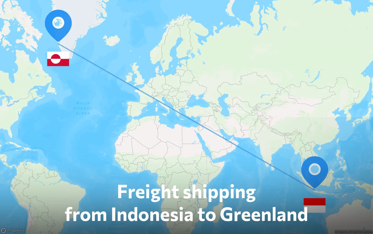 Shipping route from Indonesia to Greenland