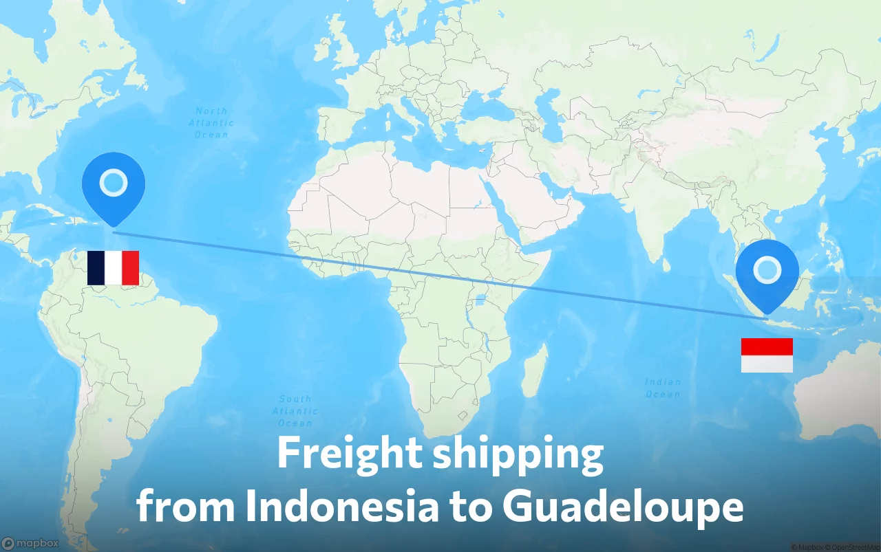 Shipping route from Indonesia to Guadeloupe