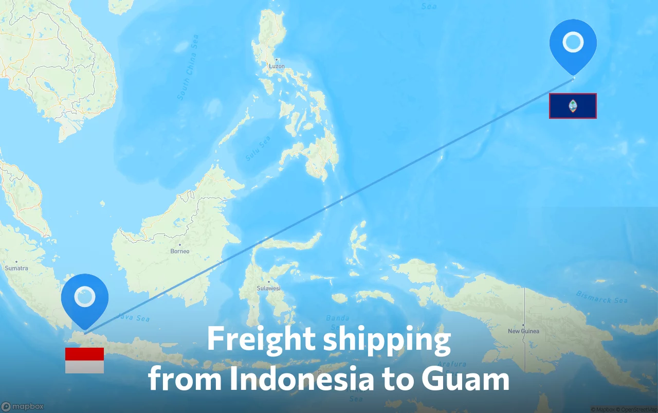 Shipping route from Indonesia to Guam