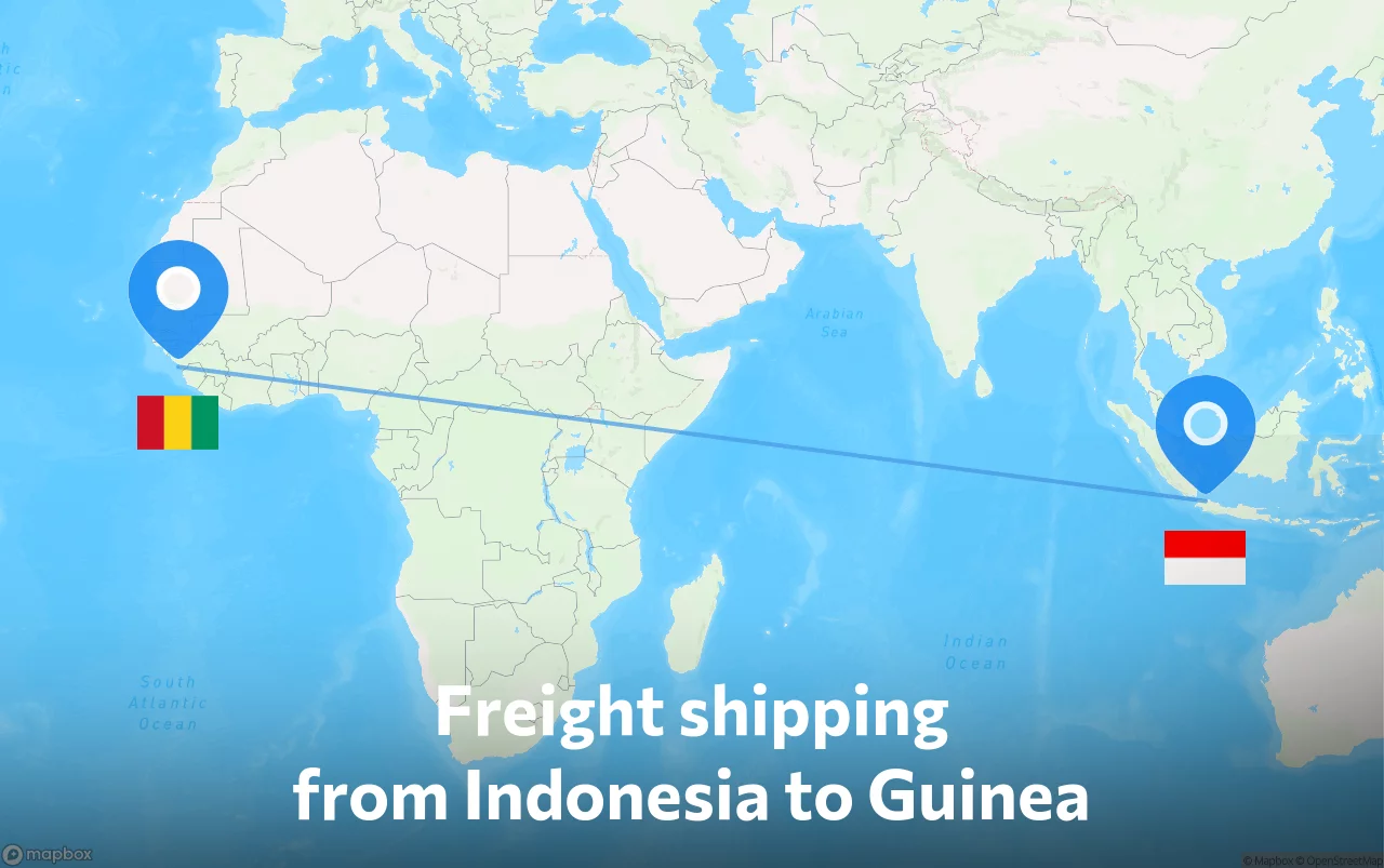 Shipping route from Indonesia to Guinea