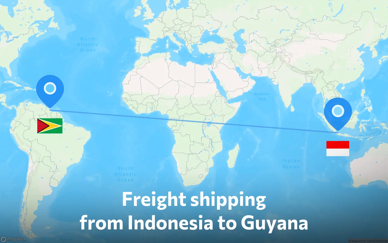 Shipping route from Indonesia to Guyana
