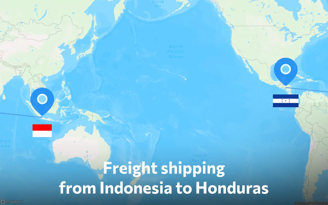 Shipping route from Indonesia to Honduras
