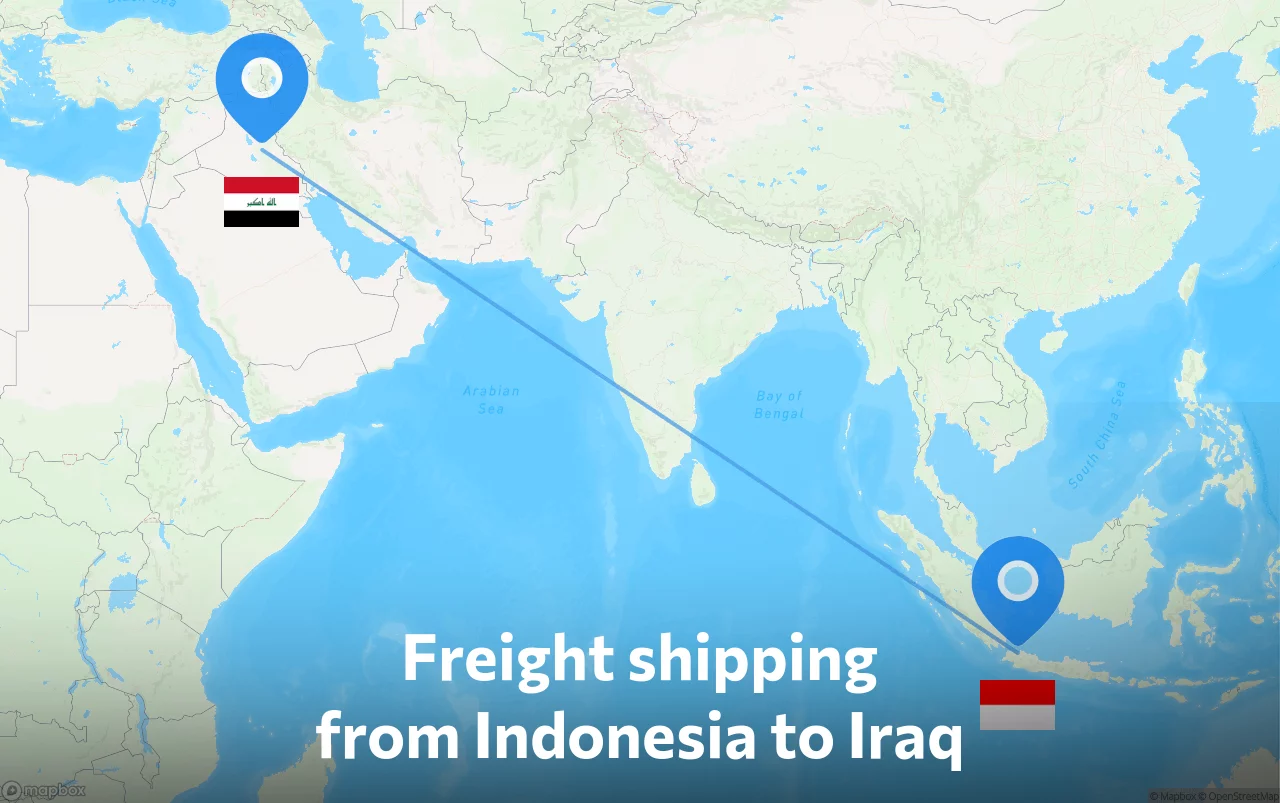 Shipping route from Indonesia to Iraq