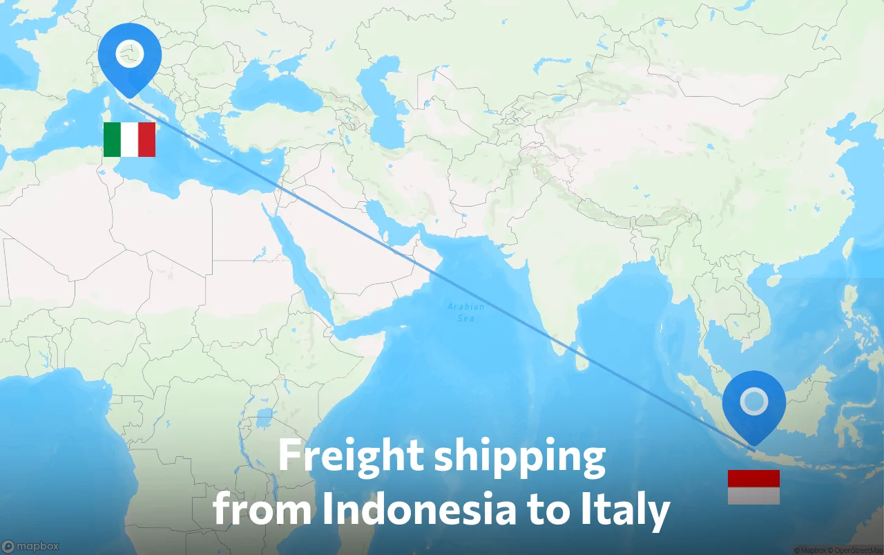 Shipping route from Indonesia to Italy