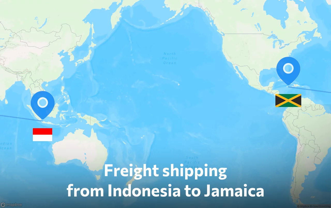 Shipping route from Indonesia to Jamaica