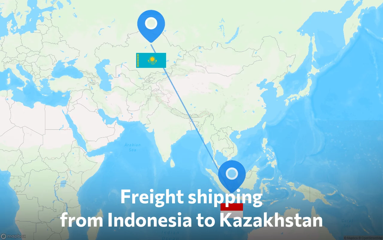 Shipping route from Indonesia to Kazakhstan