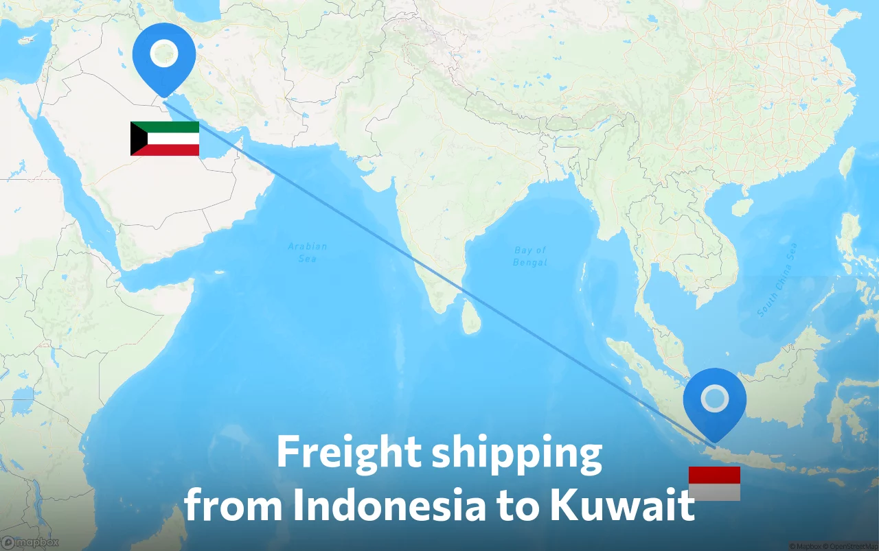 Shipping route from Indonesia to Kuwait