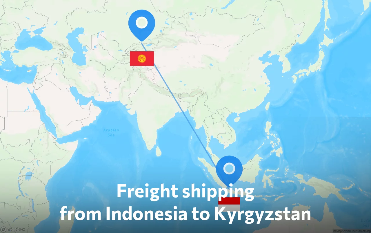 Shipping route from Indonesia to Kyrgyzstan