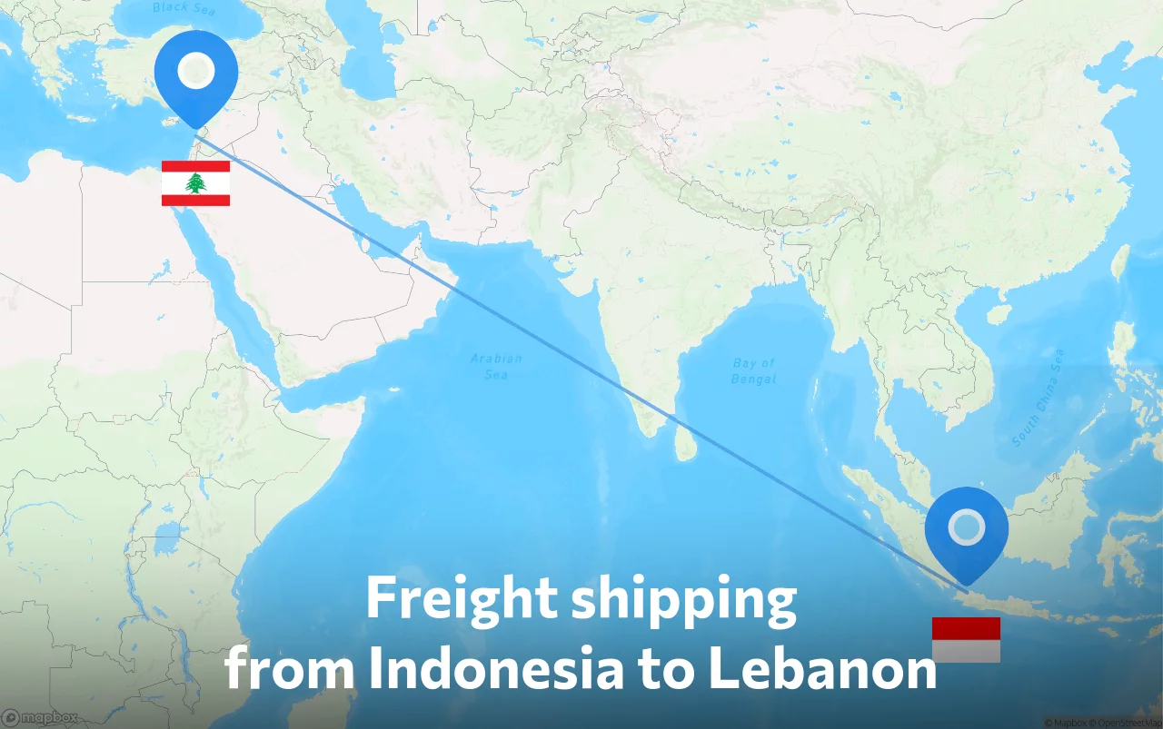 Shipping route from Indonesia to Lebanon