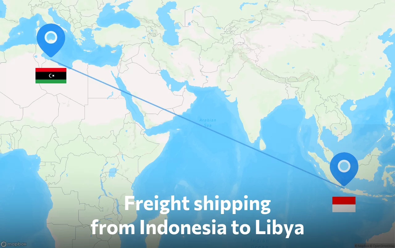 Shipping route from Indonesia to Libya