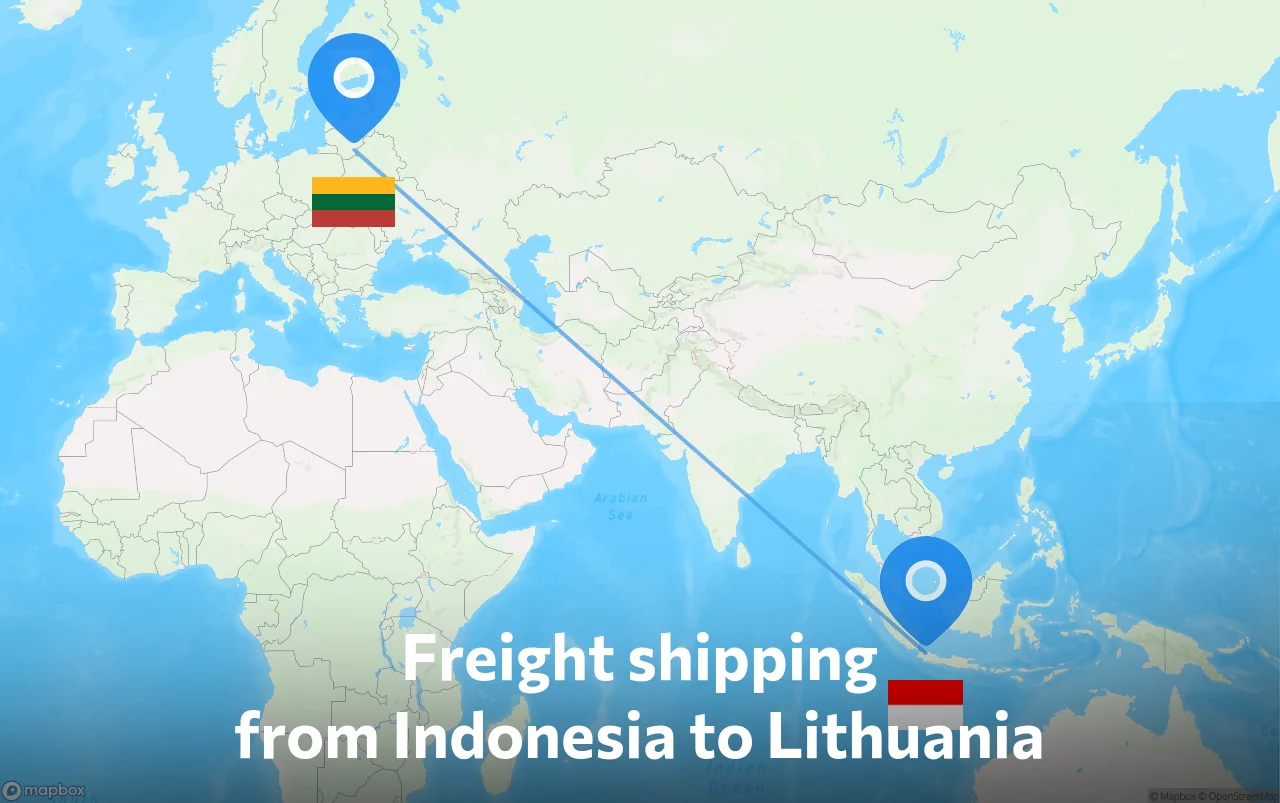 Shipping route from Indonesia to Lithuania