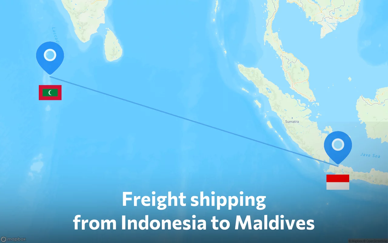 Shipping route from Indonesia to Maldives