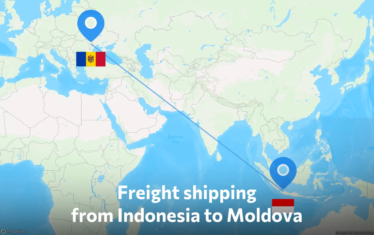Shipping route from Indonesia to Moldova