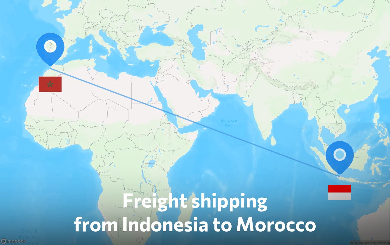 Shipping route from Indonesia to Morocco