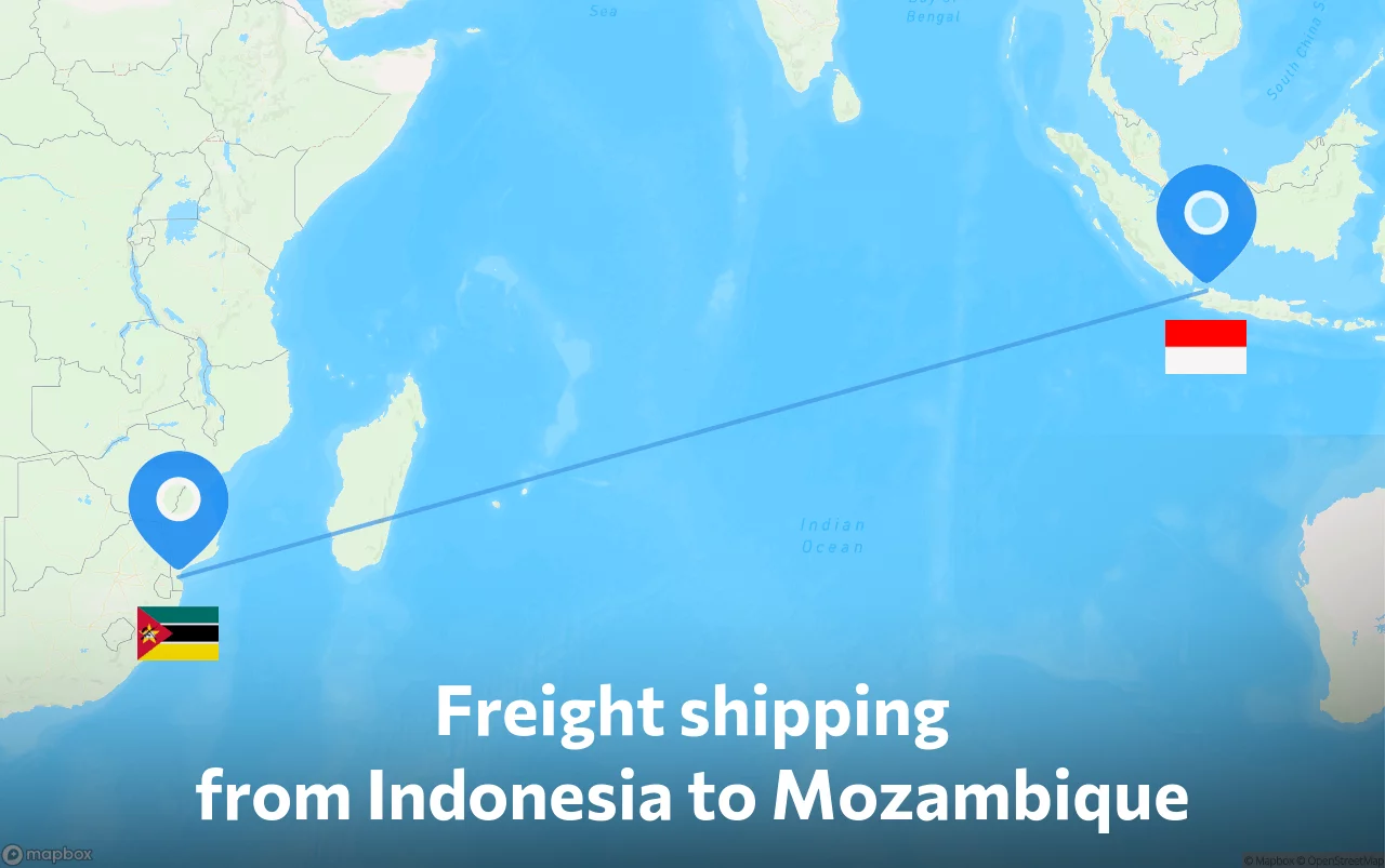 Shipping route from Indonesia to Mozambique