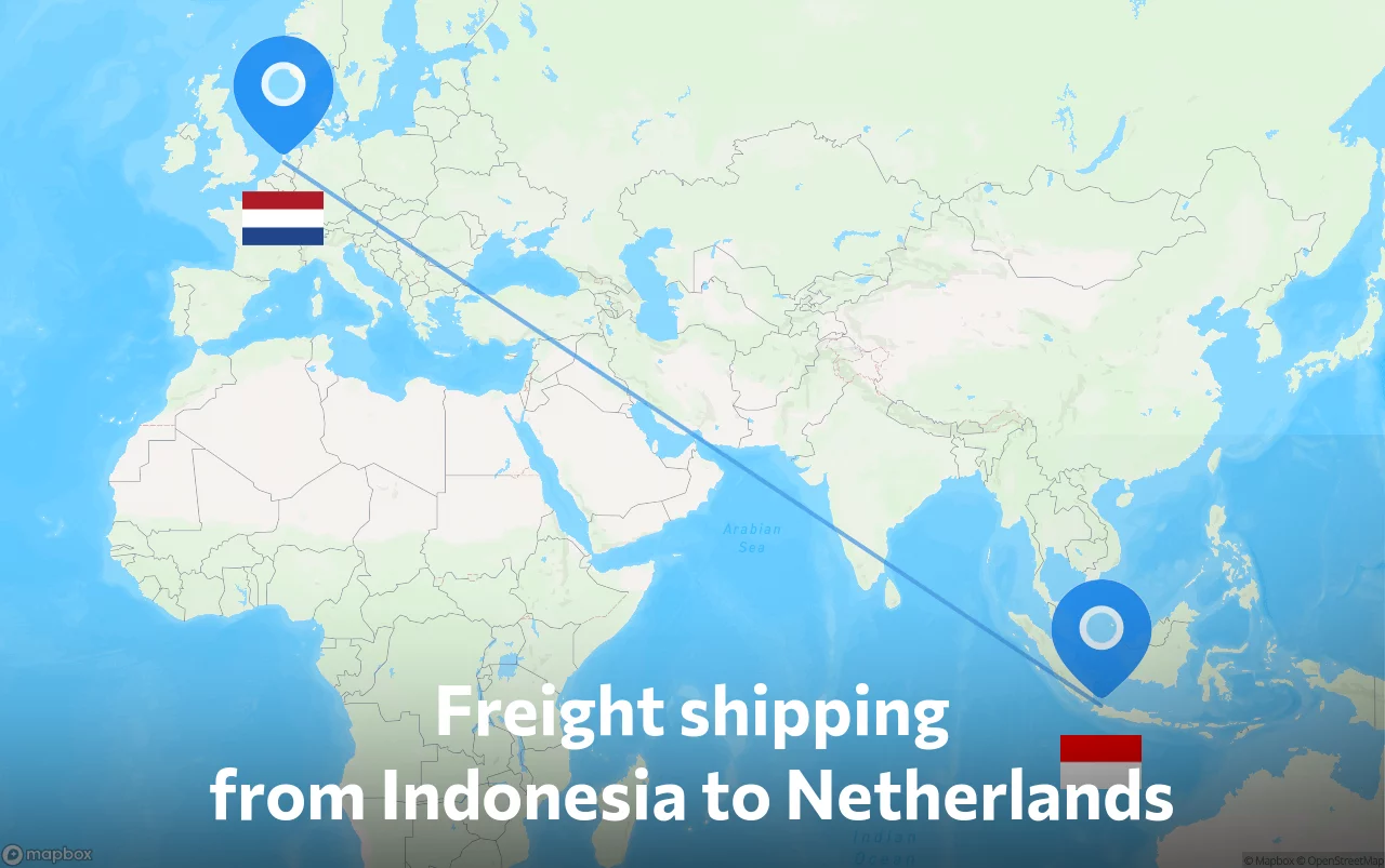 Shipping route from Indonesia to Netherlands