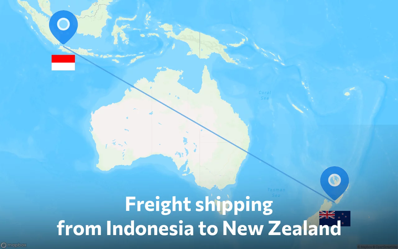 Shipping route from Indonesia to New Zealand