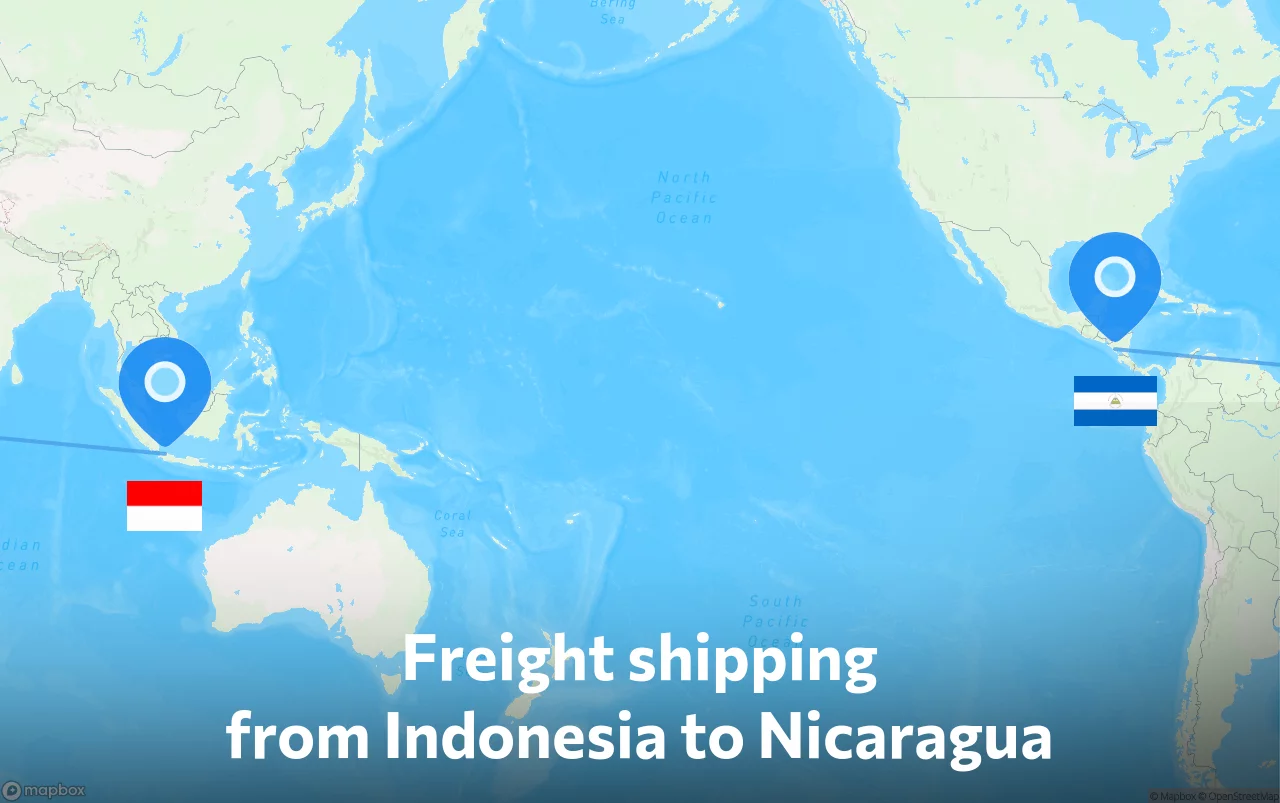 Shipping route from Indonesia to Nicaragua