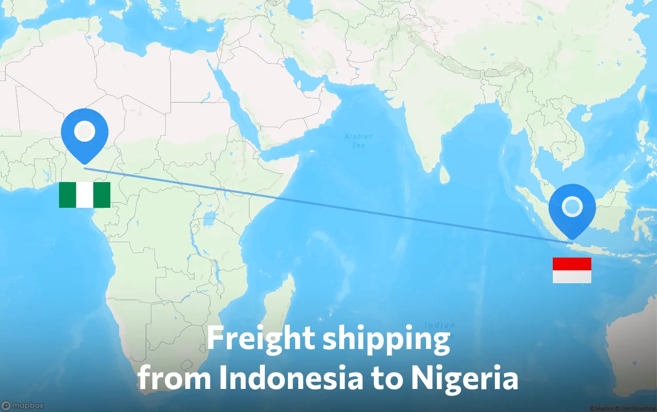 Shipping route from Indonesia to Nigeria