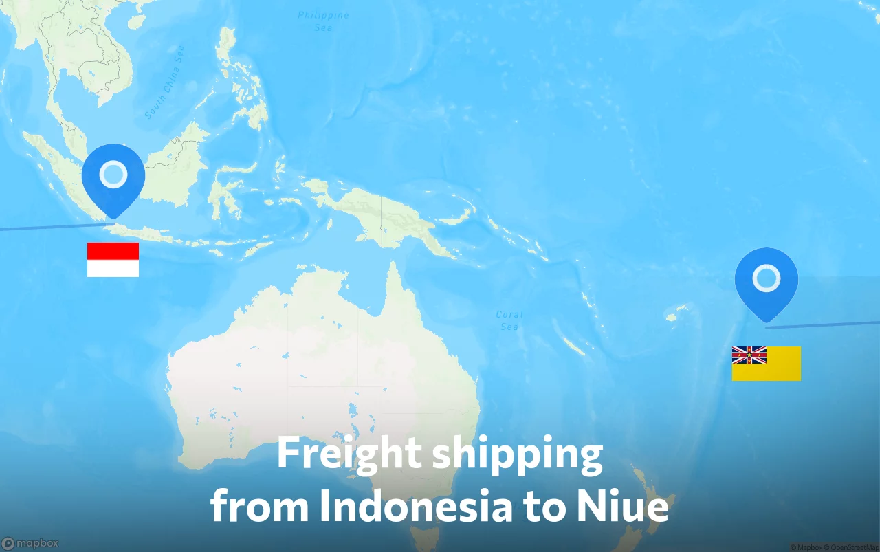 Shipping route from Indonesia to Niue