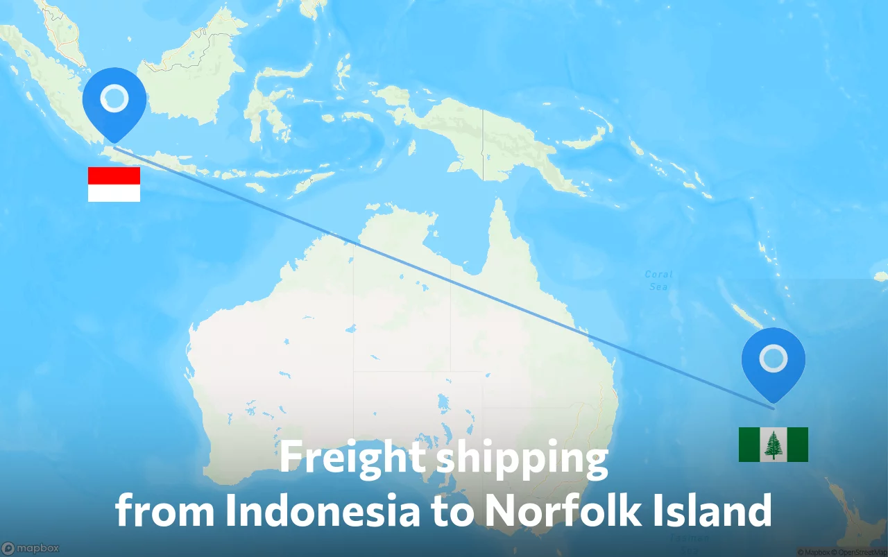 Shipping route from Indonesia to Norfolk Island