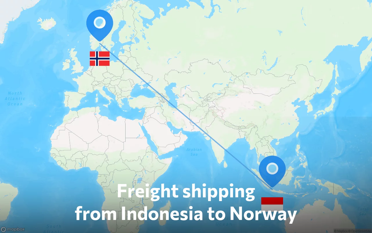 Shipping route from Indonesia to Norway
